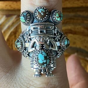 Matrix Turquoise Kachina Doll Ring Size 9